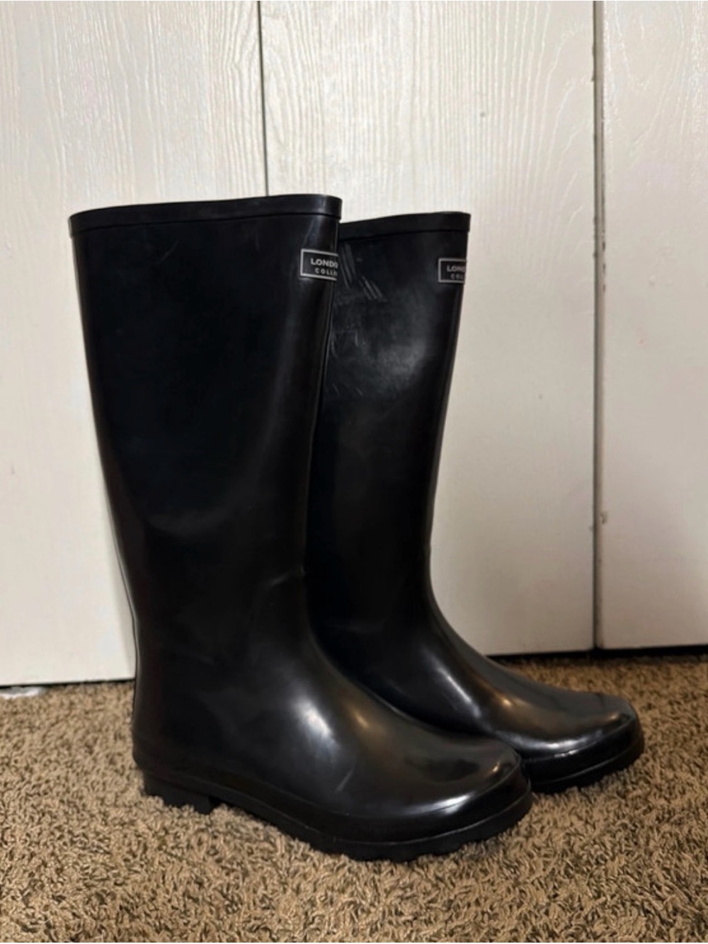 London Fog Women's Tall Black Waterproof Rain Boots